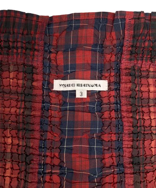 yoshiki hishinuma（ヨシキ・ヒシヌマ）yoshiki hishinuma (ヨシキ・ヒシヌマ) シワ加工シャツ レッド サイズ:3の古着・服飾アイテム