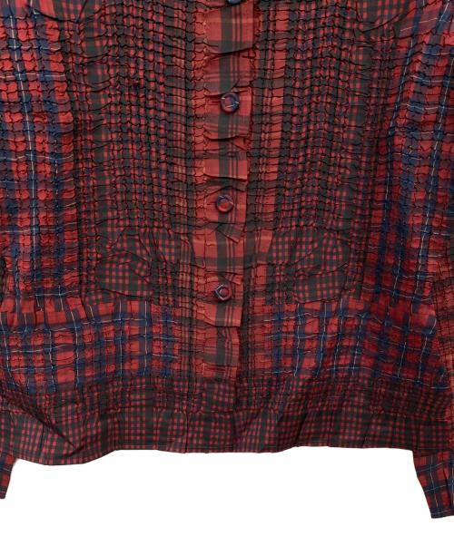 yoshiki hishinuma（ヨシキ・ヒシヌマ）yoshiki hishinuma (ヨシキ・ヒシヌマ) シワ加工シャツ レッド サイズ:3の古着・服飾アイテム