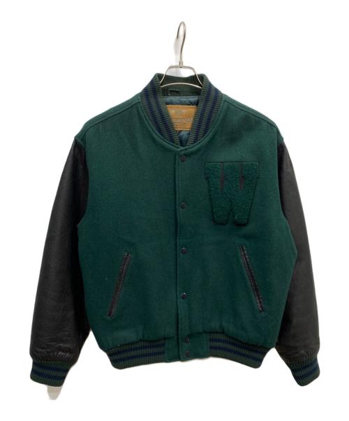 AMERICAN CLUB（アメリカン クラブ）AMERICAN CLUB (アメリカン クラブ) 袖レザーワッペンスタジャン グリーン サイズ:Lの古着・服飾アイテム