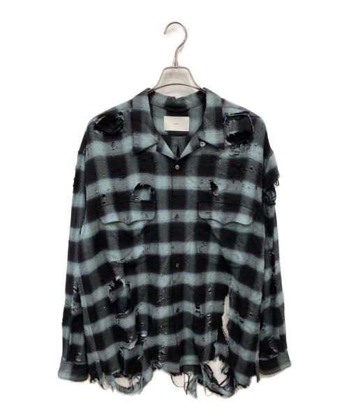 SUGARHILL（シュガーヒル）SUGARHILL (シュガーヒル) BURNT OMBRE PLAID BLOUSE チェックシャツ ブルーの古着・服飾アイテム