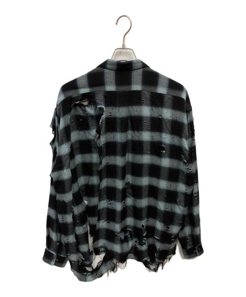 SUGARHILL（シュガーヒル）SUGARHILL (シュガーヒル) BURNT OMBRE PLAID BLOUSE チェックシャツ ブルーの古着・服飾アイテム