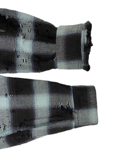 SUGARHILL（シュガーヒル）SUGARHILL (シュガーヒル) BURNT OMBRE PLAID BLOUSE チェックシャツ ブルーの古着・服飾アイテム