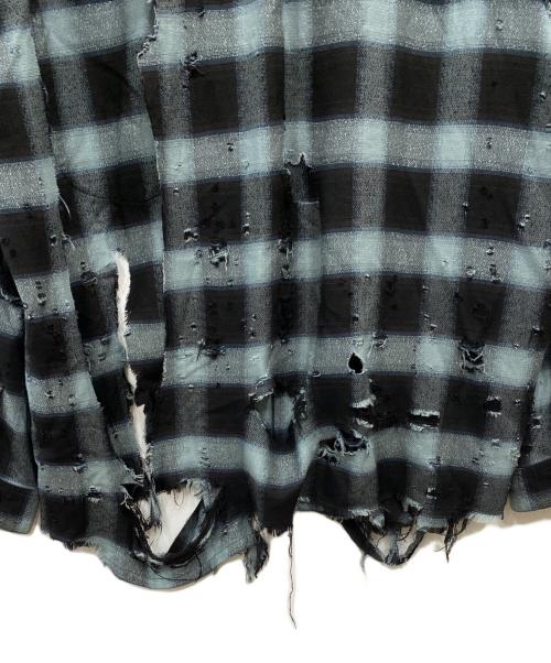 SUGARHILL（シュガーヒル）SUGARHILL (シュガーヒル) BURNT OMBRE PLAID BLOUSE チェックシャツ ブルーの古着・服飾アイテム