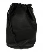 hoboホボ）の古着「レザー巾着ショルダーポーチ」｜ブラック