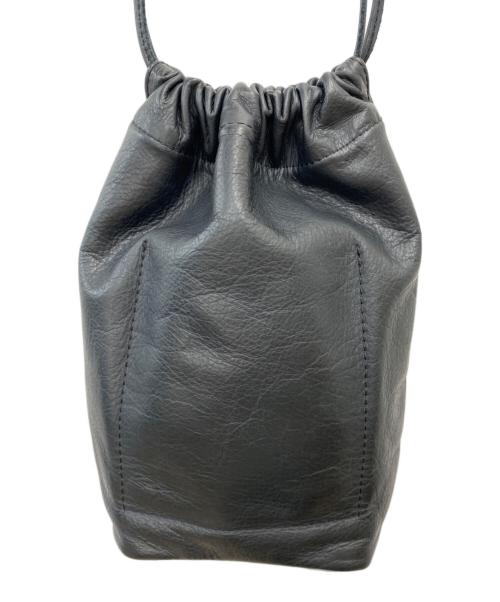 hobo（ホボ）hobo (ホボ) レザー巾着ショルダーポーチ ブラックの古着・服飾アイテム