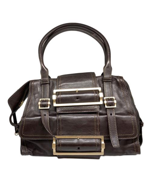 GIVENCHY（ジバンシィ）GIVENCHY (ジバンシィ) レザーハンドバッグ ブラウンの古着・服飾アイテム