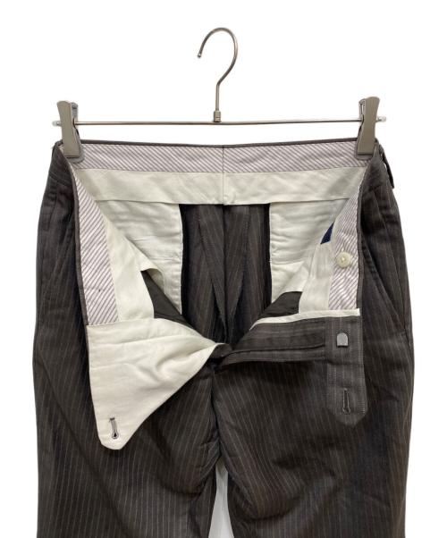 green label relaxing（グリーンレーベルリラクシング）green label relaxing (グリーンレーベルリラクシング) KANGAROO ISLAND WOOL レイルストライプセットアップ ブラウン サイズ:46の古着・服飾アイテム