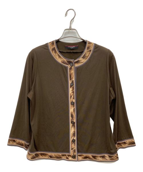 LEONARD（レオナール）LEONARD (レオナール) ノーカラージャケット ブラウン サイズ:Ｌの古着・服飾アイテム