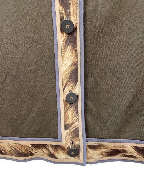 LEONARD（レオナール）LEONARD (レオナール) ノーカラージャケット ブラウン サイズ:Ｌの古着・服飾アイテム