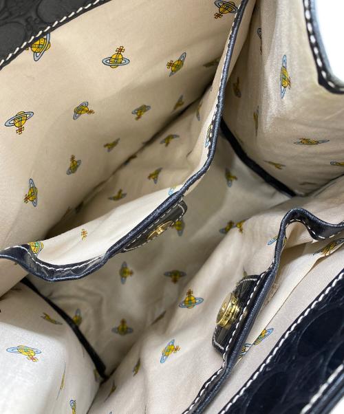 Vivienne Westwood（ヴィヴィアンウエストウッド）Vivienne Westwood (ヴィヴィアンウエストウッド) オーブ刻印総柄ハンドバッグ ブラックの古着・服飾アイテム