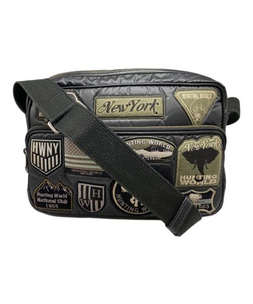 HUNTING WORLD（ハンティングワールド）HUNTING WORLD (ハンティングワールド) ワッペンショルダーバッグ ブラックの古着・服飾アイテム