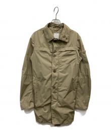 PEUTEREY（ピューテリー）の古着「Polyester Sleeve Logo Hunting Long Jacket」｜ベージュ