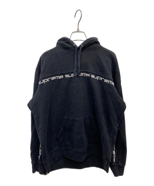 SUPREME（シュプリーム）SUPREME (シュプリーム) Text StripeHooded Sweatshirt ブラック サイズ:Ｓの古着・服飾アイテム