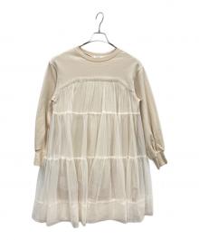 Snidel（スナイデル）の古着「チュールレイヤードスウェット」｜ベージュ