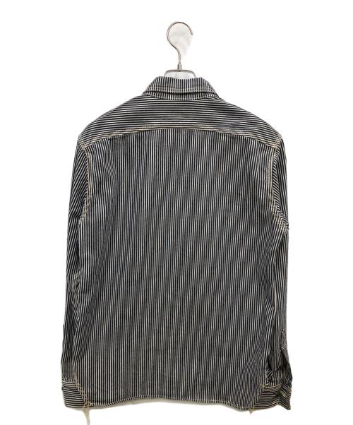 EIGHT G（エイトジー）EIGHT G (エイトジー) Long Sleeve Hickory Stripe Work Shirt インディゴ サイズ:Mの古着・服飾アイテム