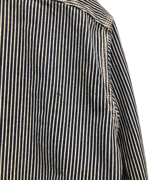 EIGHT G（エイトジー）EIGHT G (エイトジー) Long Sleeve Hickory Stripe Work Shirt インディゴ サイズ:Mの古着・服飾アイテム