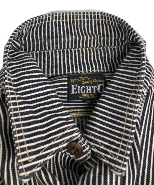 EIGHT G（エイトジー）EIGHT G (エイトジー) Long Sleeve Hickory Stripe Work Shirt インディゴ サイズ:Mの古着・服飾アイテム