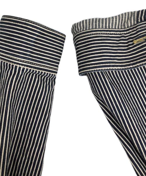 EIGHT G（エイトジー）EIGHT G (エイトジー) Long Sleeve Hickory Stripe Work Shirt インディゴ サイズ:Mの古着・服飾アイテム