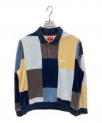 SUPREMEシュプリーム）の古着「20AW Patchwork Velor L/S Polo」｜ネイビー