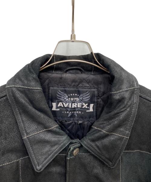 AVIREX（アヴィレックス）AVIREX (アヴィレックス) パッチワークレザー スタジアムジャケット ブラック サイズ:XXLの古着・服飾アイテム