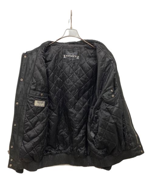 AVIREX（アヴィレックス）AVIREX (アヴィレックス) パッチワークレザー スタジアムジャケット ブラック サイズ:XXLの古着・服飾アイテム