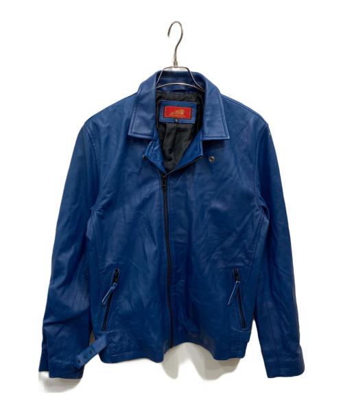 INDIAN MOTORCYCLE（インディアンモーターサイクル）INDIAN MOTORCYCLE (インディアンモーターサイクル) ラムレザージャケット ブルー サイズ:Lの古着・服飾アイテム