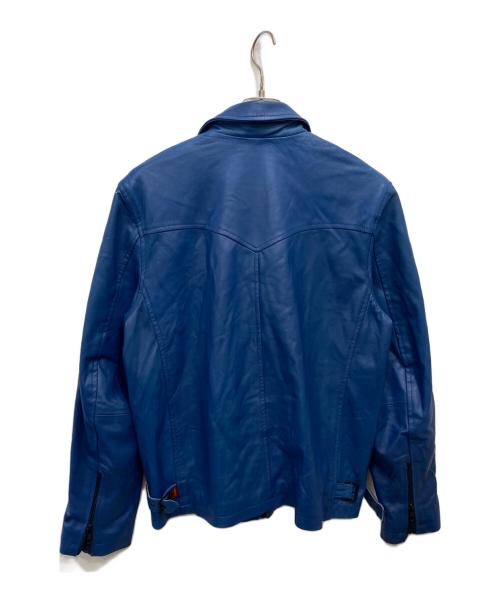 INDIAN MOTORCYCLE（インディアンモーターサイクル）INDIAN MOTORCYCLE (インディアンモーターサイクル) ラムレザージャケット ブルー サイズ:Lの古着・服飾アイテム