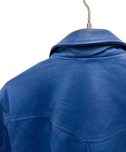 INDIAN MOTORCYCLE（インディアンモーターサイクル）INDIAN MOTORCYCLE (インディアンモーターサイクル) ラムレザージャケット ブルー サイズ:Lの古着・服飾アイテム