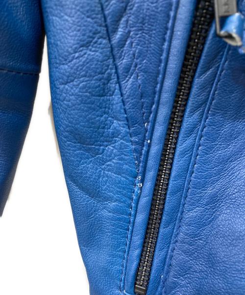 INDIAN MOTORCYCLE（インディアンモーターサイクル）INDIAN MOTORCYCLE (インディアンモーターサイクル) ラムレザージャケット ブルー サイズ:Lの古着・服飾アイテム