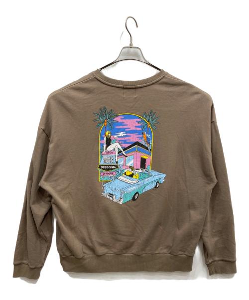 9090（9090）9090 (9090) バックプリントスウェット ブラウン サイズ:XLの古着・服飾アイテム