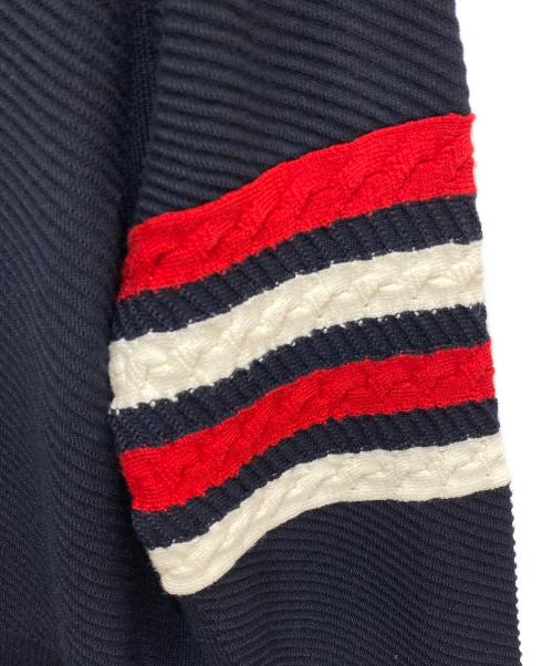 THOM BROWNE. NEW YORK（トムブラウン ニューヨーク）THOM BROWNE. NEW YORK (トムブラウンニューヨーク) トリコロールクルーネックニット ネイビー サイズ:1の古着・服飾アイテム