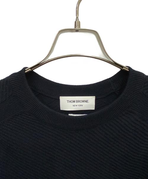 THOM BROWNE. NEW YORK（トムブラウン ニューヨーク）THOM BROWNE. NEW YORK (トムブラウンニューヨーク) トリコロールクルーネックニット ネイビー サイズ:1の古着・服飾アイテム