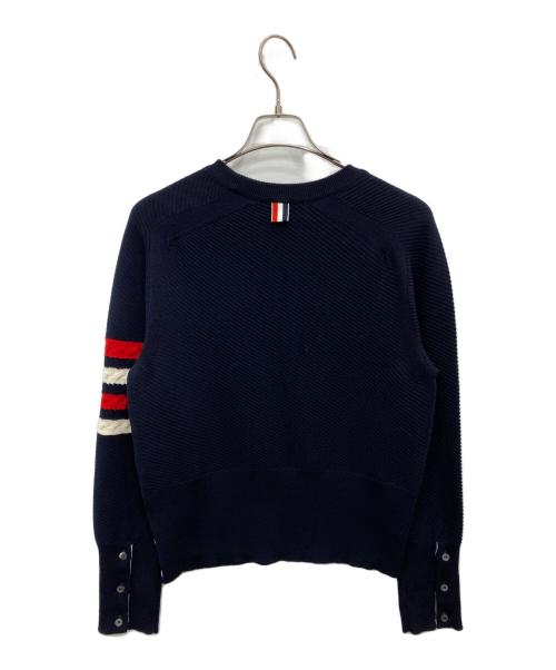 THOM BROWNE. NEW YORK（トムブラウン ニューヨーク）THOM BROWNE. NEW YORK (トムブラウンニューヨーク) トリコロールクルーネックニット ネイビー サイズ:1の古着・服飾アイテム