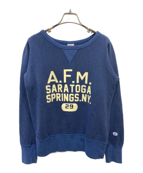 Champion（チャンピオン）Champion (チャンピオン) 前Vプロッキープリントスウェット ブルー サイズ:Ｌの古着・服飾アイテム