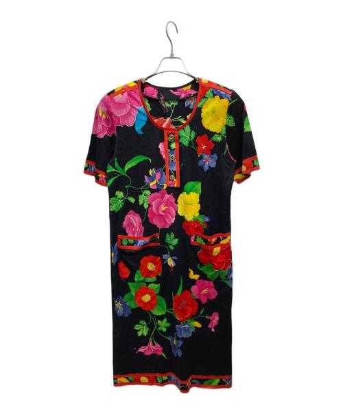 LEONARD（レオナール）LEONARD (レオナール) 花柄ワンピース ブラック サイズ:Lの古着・服飾アイテム