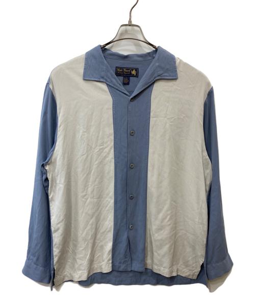 NATNAST（ナットナスト）NATNAST (ナットナスト) 長袖シルクシャツ ブルー サイズ:Lの古着・服飾アイテム