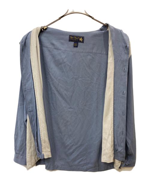 NATNAST（ナットナスト）NATNAST (ナットナスト) 長袖シルクシャツ ブルー サイズ:Lの古着・服飾アイテム