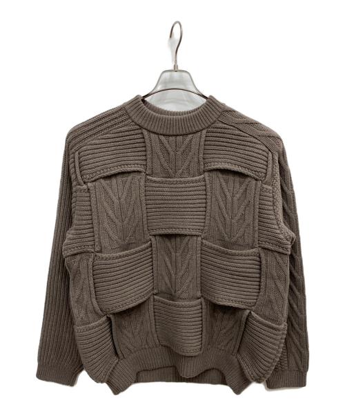 YOKE（ヨーク）YOKE (ヨーク) CROSSING CABLE CREW NECK KNIT ブラウン サイズ:2の古着・服飾アイテム