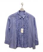 Spick and Spanスピック＆スパン）の古着「コットンシルクフロントフリルブラウス」｜ブルー