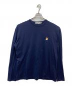 maison kitsuneメゾンキツネ）の古着「刺繍Tシャツ」｜ネイビー