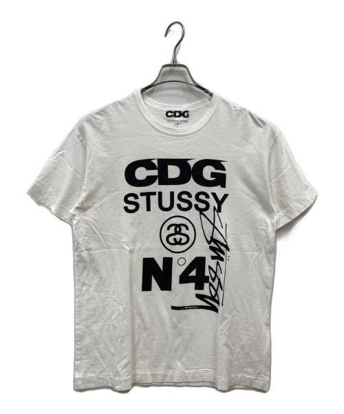 CDG（シーディージー）CDG (シーディージー) stussy (ステューシー) プリントTシャツ ホワイト サイズ:XXLの古着・服飾アイテム