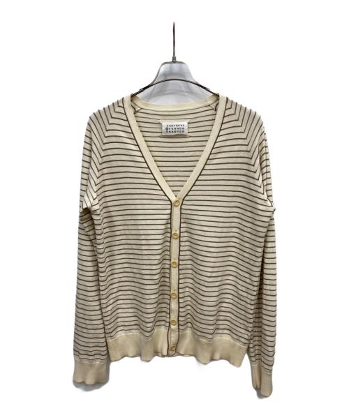 Maison Margiela 10（メゾンマルジェラ 10）Maison Margiela 10 (メゾンマルジェラ 10) Vネックボーダーカーディガン アイボリー サイズ:Sの古着・服飾アイテム