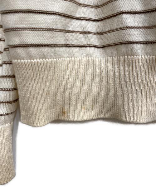 Maison Margiela 10（メゾンマルジェラ 10）Maison Margiela 10 (メゾンマルジェラ 10) Vネックボーダーカーディガン アイボリー サイズ:Sの古着・服飾アイテム