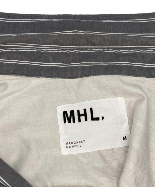 MHL（エムエイチエル）MHL (エムエイチエル) DRY COTTON STRIPE SS SHIRTS グレー サイズ:Mの古着・服飾アイテム
