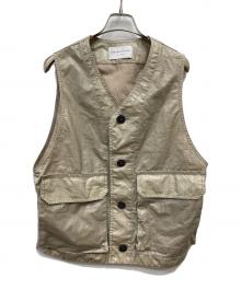 TOMORROW LAND（トゥモローランド）の古着「リネンキャンバスコーティング ベスト」｜ベージュ