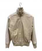 adidas Originalsアディダスオリジナル）の古着「フェイクレザーアディカラースリーストライプス ルーズファイヤーバード トラックスーツジャケット」｜ベージュ