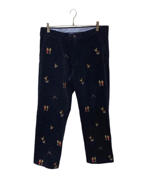 POLO RALPH LAUREN（ポロ・ラルフローレン）POLO RALPH LAUREN (ポロ・ラルフローレン) 総柄刺繍コーデュロイパンツ ネイビー サイズ:W34の古着・服飾アイテム