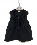 UNITED ARROWSユナイテッドアローズ）の古着「P ミニフリル ニットベスト」｜ブラック