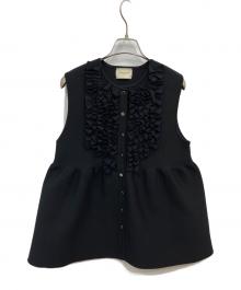 UNITED ARROWS（ユナイテッドアローズ）の古着「P ミニフリル ニットベスト」｜ブラック