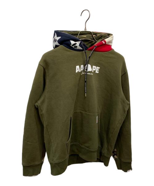 Aape BY A BATHING APE（エーエイプ バイ アベイシングエイプ）Aape BY A BATHING APE (エーエイプ バイ アベイシングエイプ) 切替パーカー グリーン サイズ:185の古着・服飾アイテム